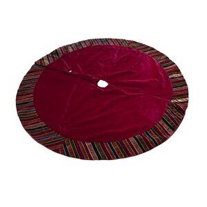 Christmas Tree Skirt Red Burgundy Red Velveteen‎ Colorful Exterior Holiday Decor